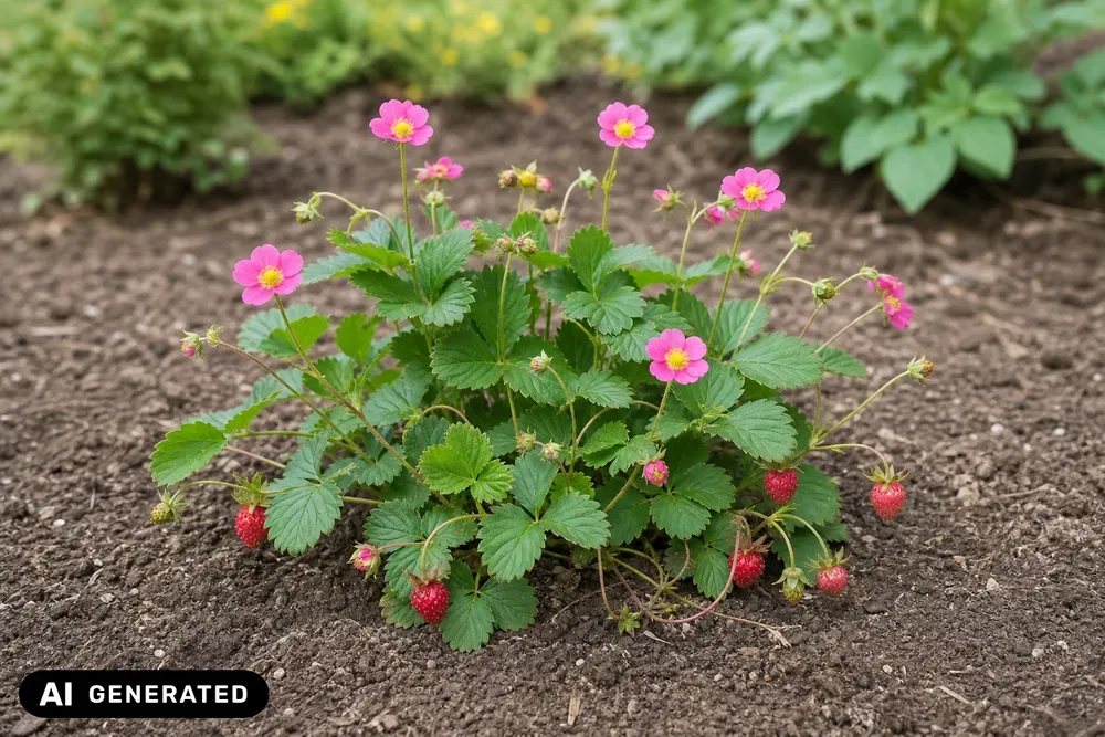 Zier-Erdbeere 'Pink Panda' – Fragaria × ananassa 'Pink Panda'