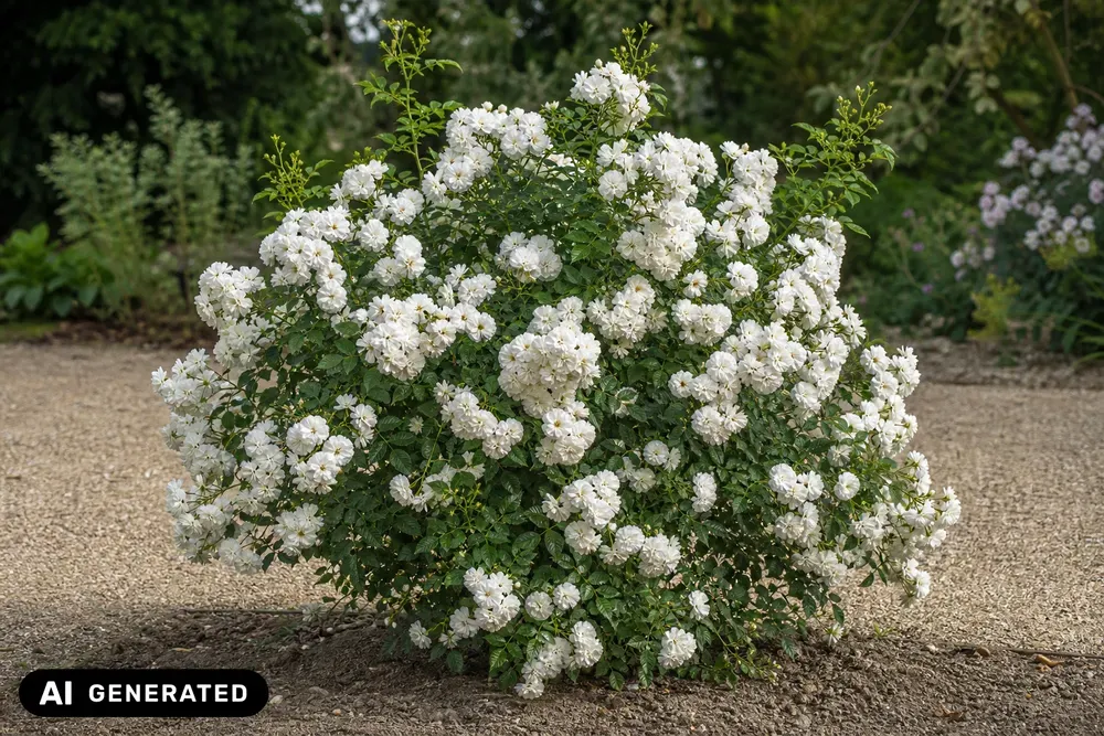 Strauchrose 'Weiße Wolke' – Rosa 'Weiße Wolke'