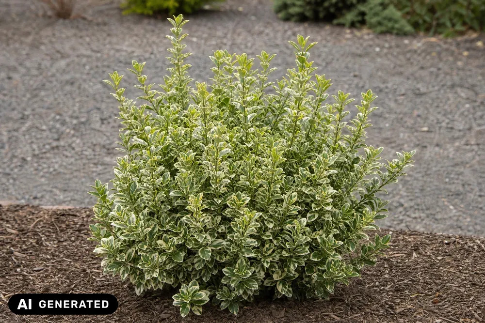 Weißbunter kleinblättriger Japanischer Spindelstrauch – Euonymus japonicus 'Microphyllus Albovariegatus', Bild 2