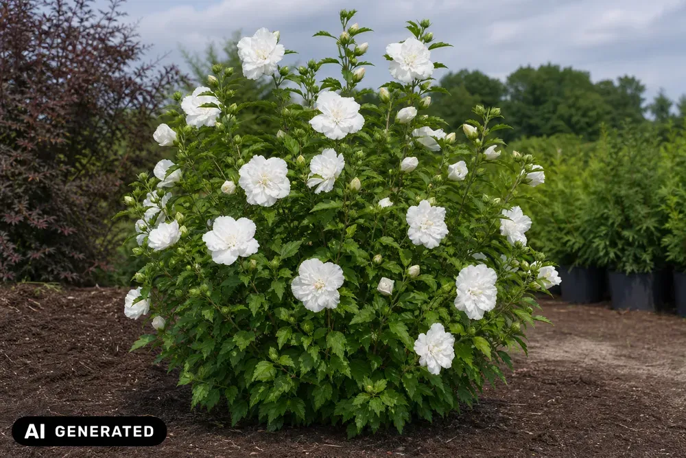Garteneibisch 'White Chiffon' – Hibiscus syriacus 'White Chiffon', Bild 3