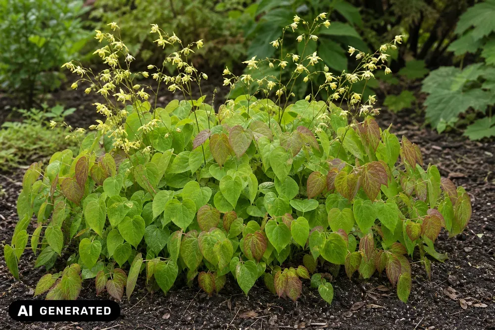 Schwefelfarbige Elfenblume 'Sulphureum' – Epimedium × versicolor 'Sulphureum', Bild 2