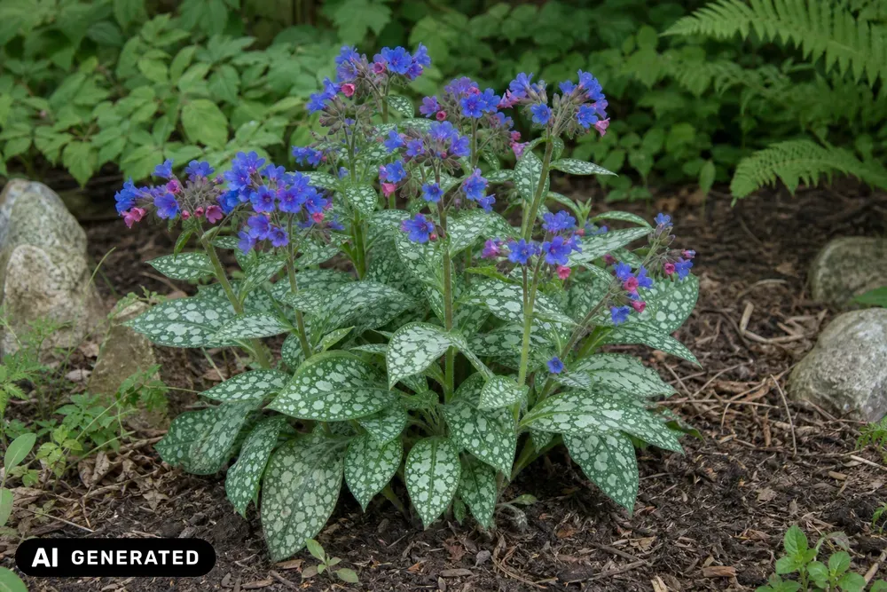 Großgeflecktes Lungenkraut 'Trevi Fountain' – Pulmonaria saccharata 'Trevi Fountain'