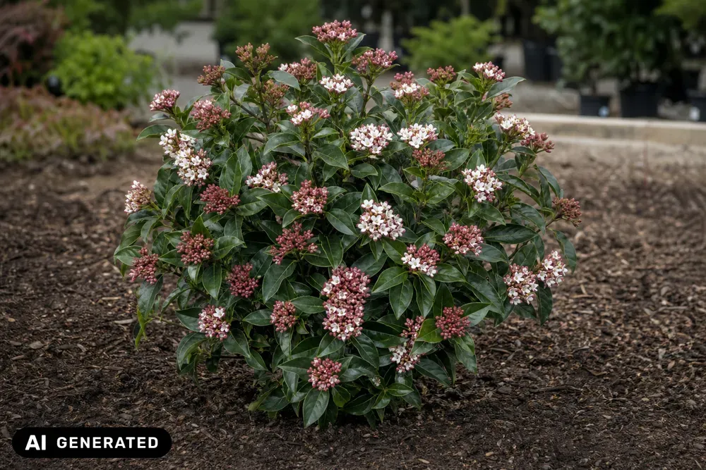 Lorbeer-Schneeball 'Eve Price' – Viburnum tinus 'Eve Price', Bild 3