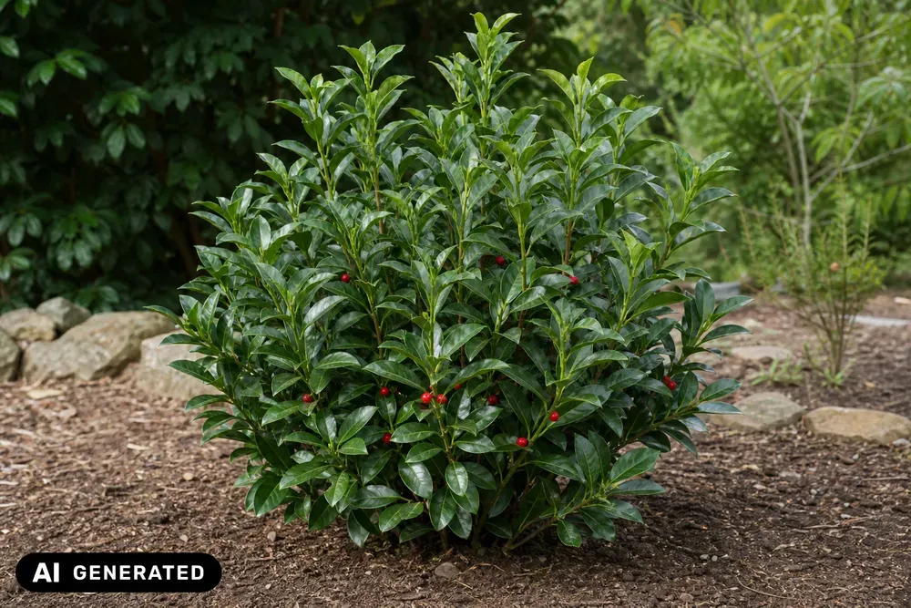 Japanische Aukube 'Rozannie' – Aucuba japonica 'Rozannie'