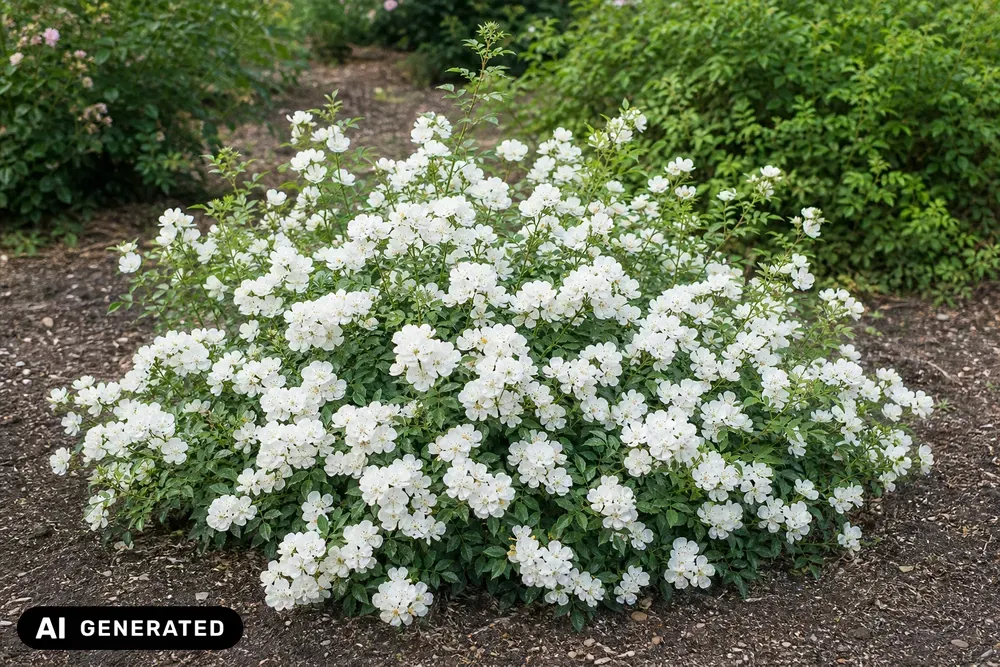 Bodendeckerrose 'Noaschnee' als Stammrose – Rosa 'Noaschnee', Bild 2