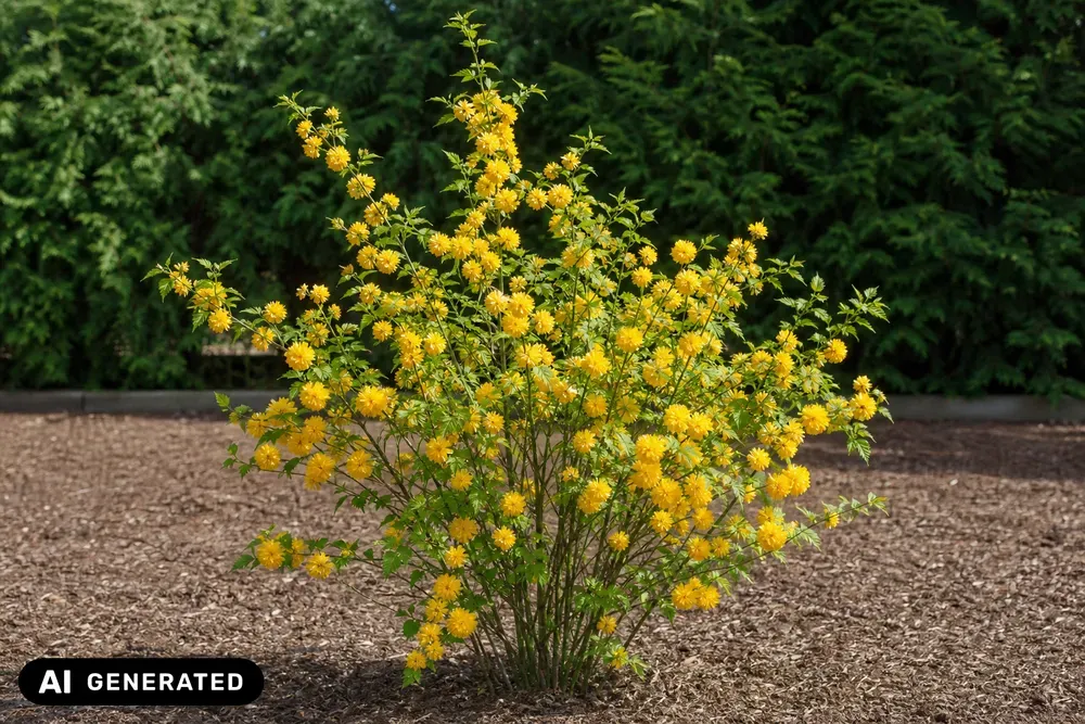 Gefüllter Ranunkelstrauch 'Pleniflora' – Kerria japonica 'Pleniflora'