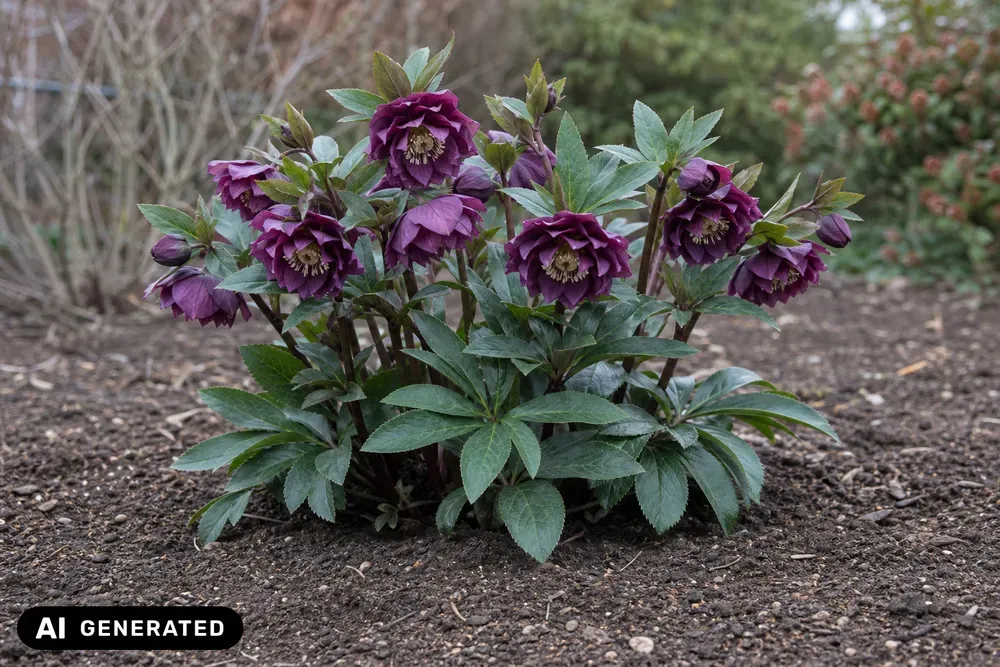 Lenzrose 'Double Ellen Purple' – Helleborus × orientalis 'Double Ellen Purple'
