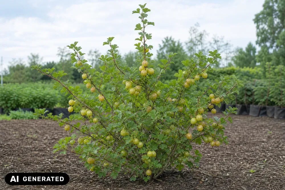 Gelbe Stachelbeere 'Hinnonmäki Gelb' als Säule – Ribes uva-crispa 'Hinnonmäki Gelb', Bild 2