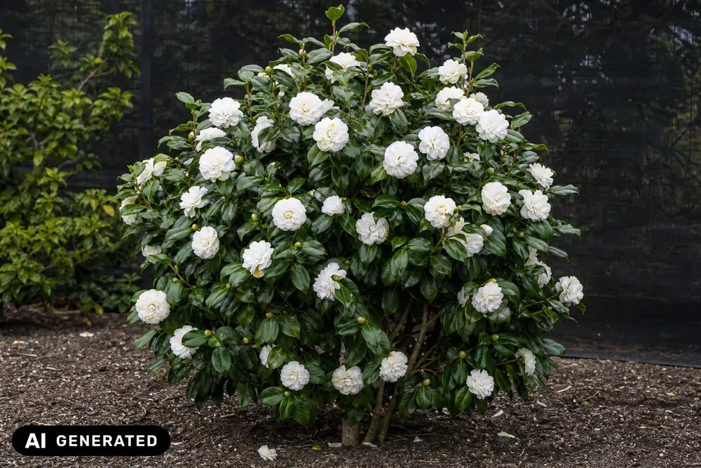 Japanische Kamelie 'Shiragiku' – Camellia japonica 'Shiragiku'