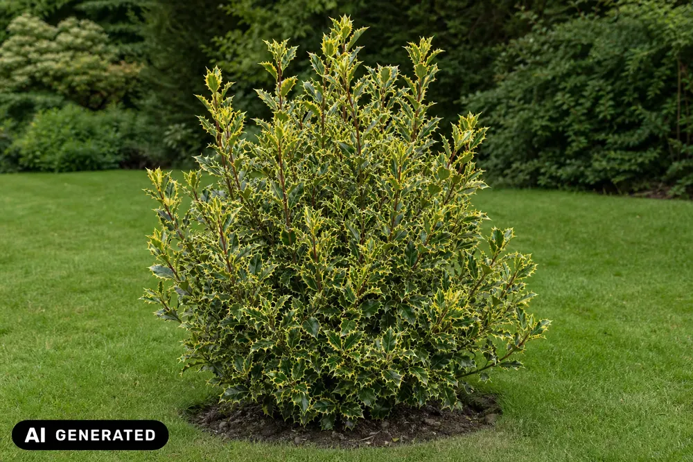 Goldbunte Stechpalme 'Rubricaulis Aurea' – Ilex aquifolium 'Rubricaulis Aurea'