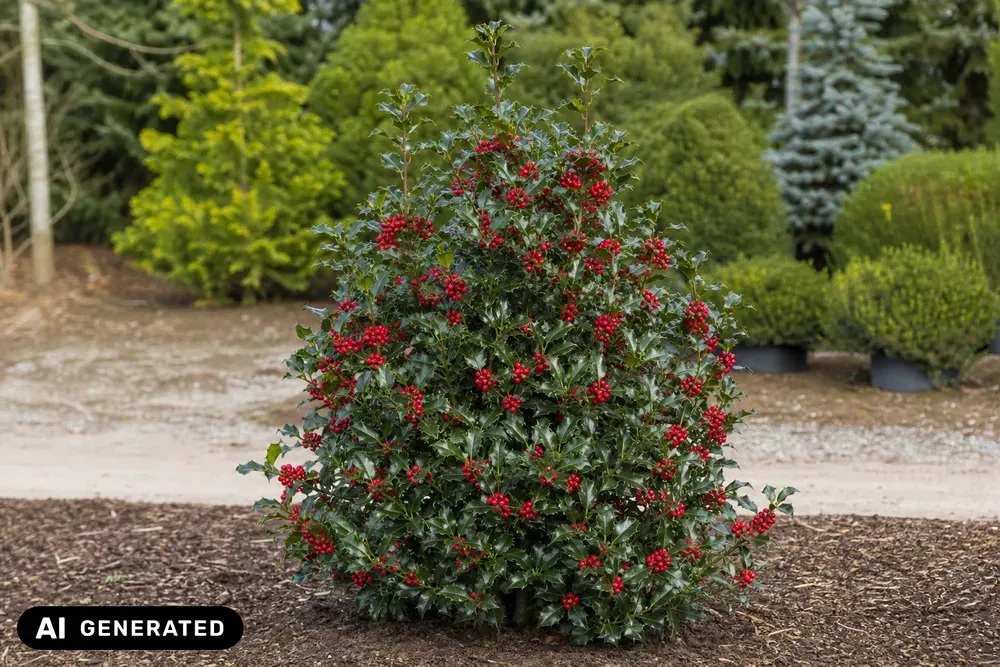 Blaue Stechpalme 'Magical Amore Rosso' – Ilex × meserveae 'Magical Amore Rosso'