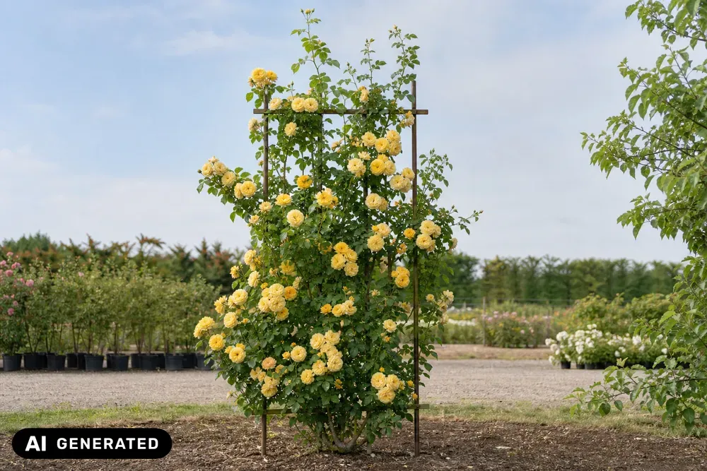 Kletterrose 'Goldstern' – Rosa 'Goldstern'