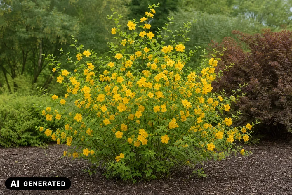 Japanischer Ranunkelstrauch 'Golden Guinea' – Kerria japonica 'Golden Guinea'