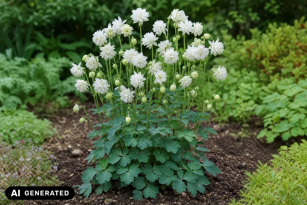 Gefüllte Akelei 'White Barlow' – Aquilegia vulgaris 'White Barlow'