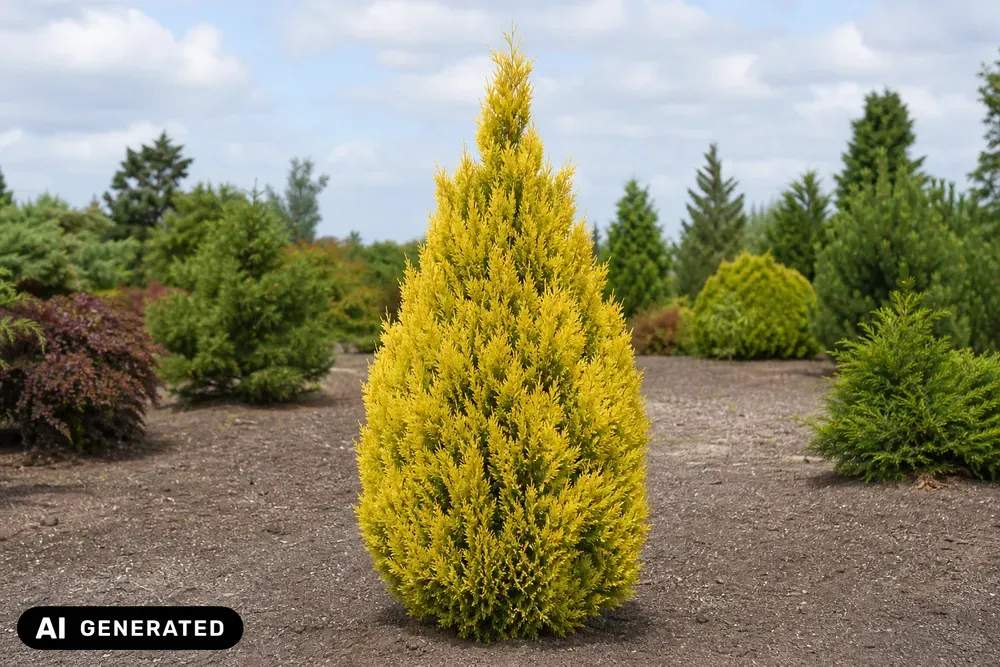 Goldene Sawara-Scheinzypresse 'Gold Pyramid' – Chamaecyparis pisifera 'Gold Pyramid'