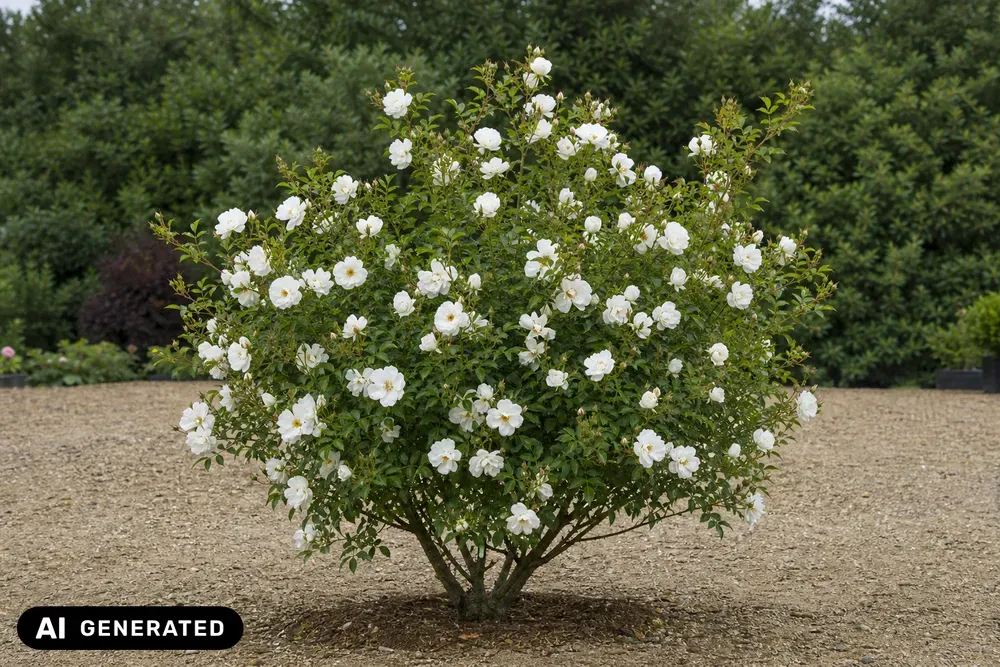 Strauchrose 'Schneewittchen' – Rosa 'Schneewittchen'