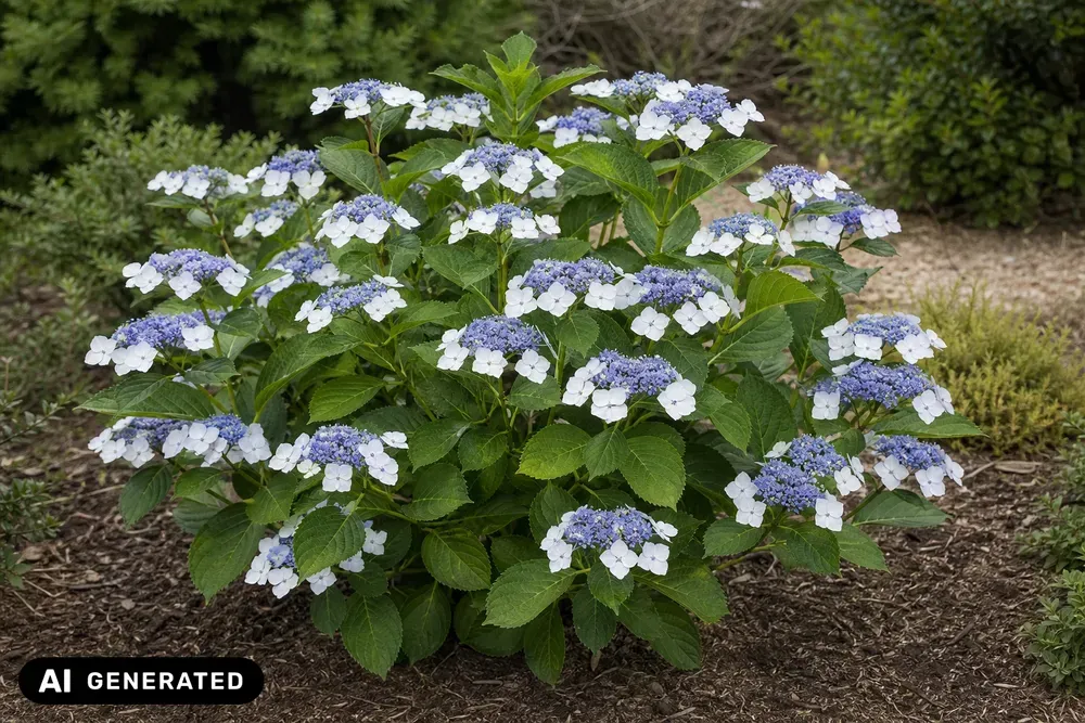 Tellerhortensie 'Lanarth White' – Hydrangea macrophylla 'Lanarth White'