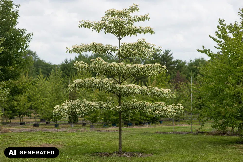 Weißbunter Etagen-Hartriegel 'Variegata' – Cornus controversa 'Variegata', Bild 2