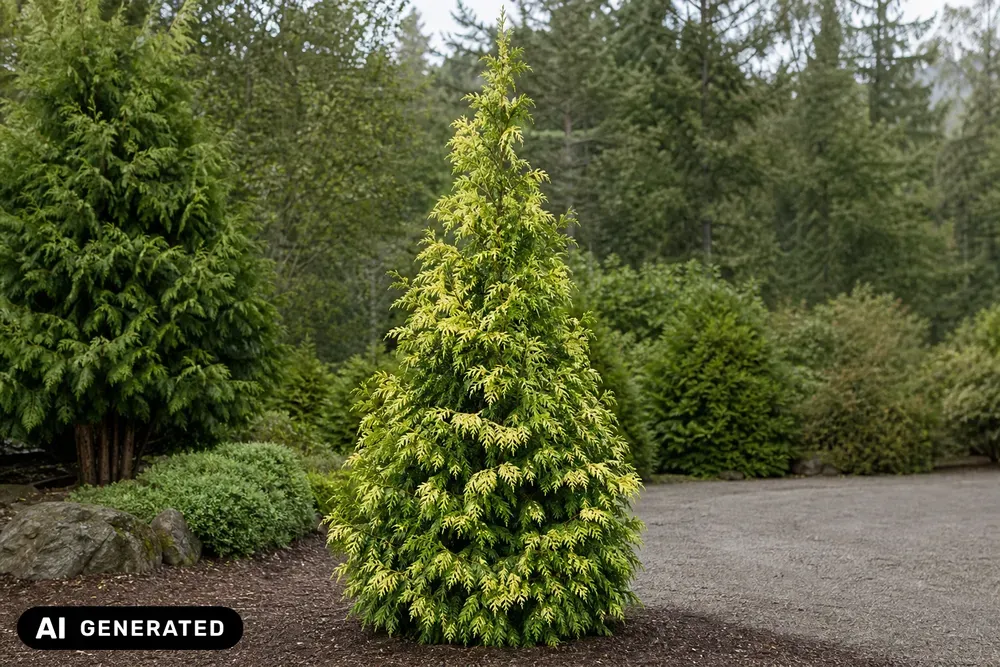 Gelbgestreifter Riesen-Lebensbaum 'Zebrina' – Thuja plicata 'Zebrina'