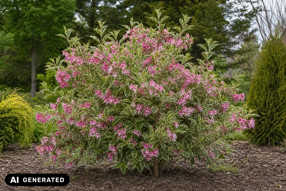 Buntblättrige Weigelie 'Variegata' – Weigela florida 'Variegata'
