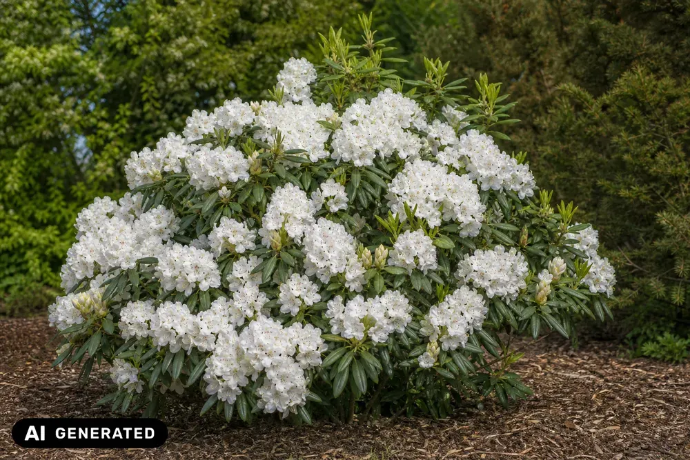 Großblumiger Rhododendron 'Schneeauge' – Rhododendron 'Schneeauge'