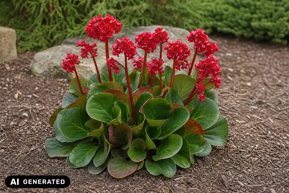 Herzblatt-Bergenie 'Rotblum' – Bergenia cordifolia 'Rotblum'