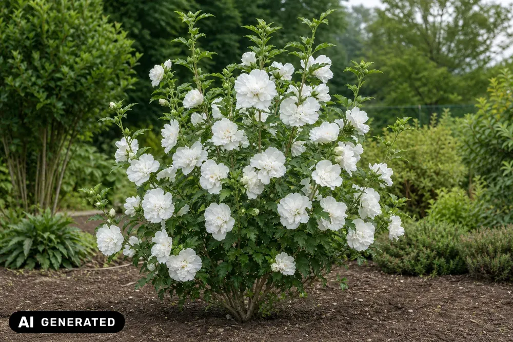 Garteneibisch 'White Chiffon' – Hibiscus syriacus 'White Chiffon', Bild 2