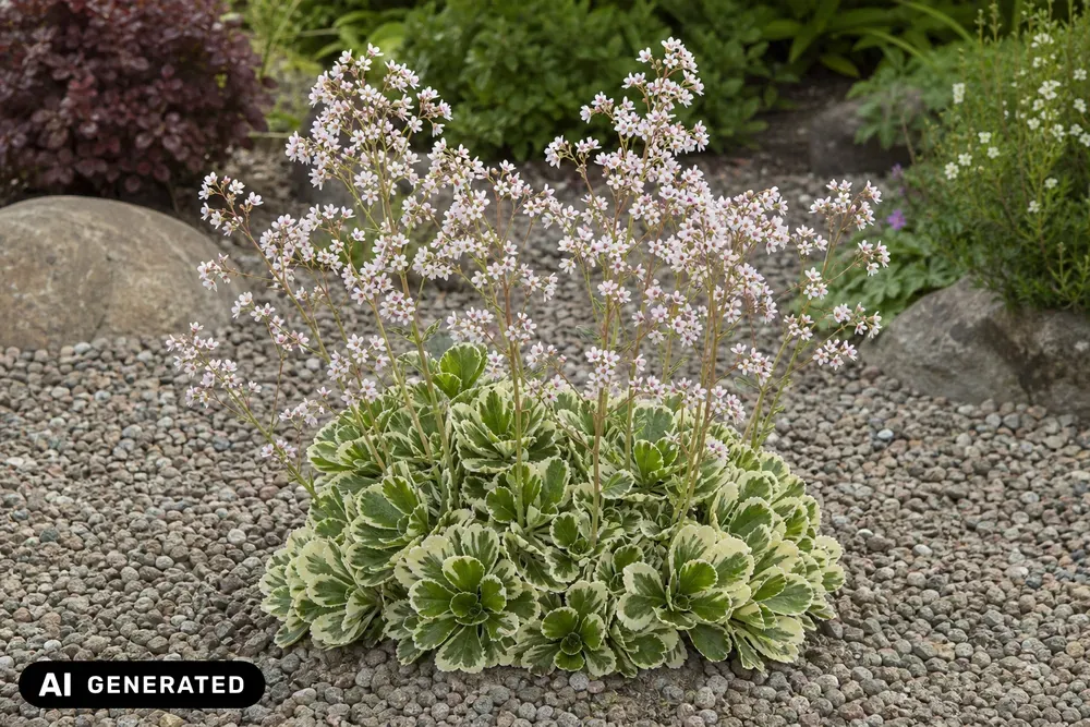 Buntblättriges Porzellanblümchen 'Variegata' – Saxifraga × urbium 'Variegata'