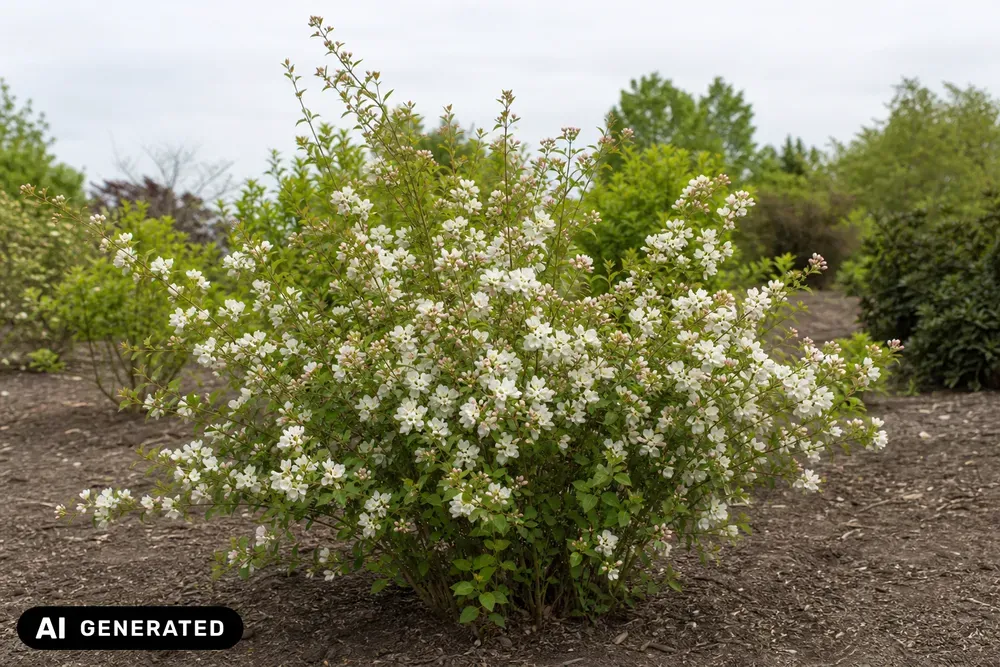 Perlmuttstrauch 'Blushing Pearl' – Exochorda racemosa 'Blushing Pearl', Bild 2