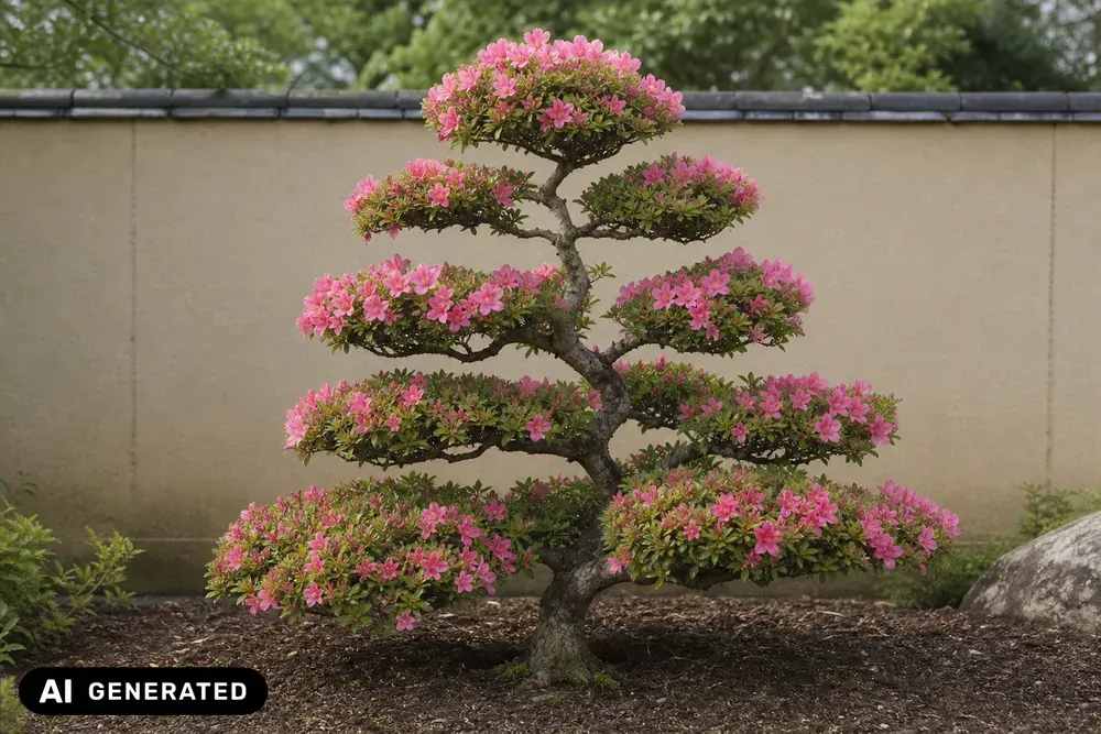 Japanische Azalee 'Shogu' als Wolkenform – Rhododendron obtusum 'Shogu'