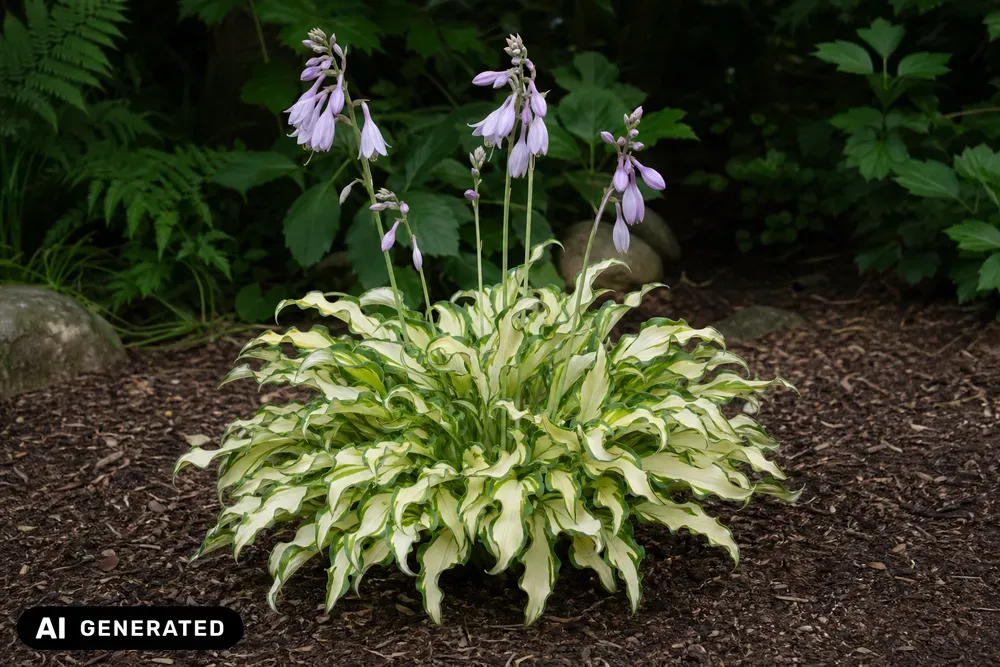 Weißbunte Wellenblatt-Funkie 'Mediovariegata' – Hosta undulata 'Mediovariegata'