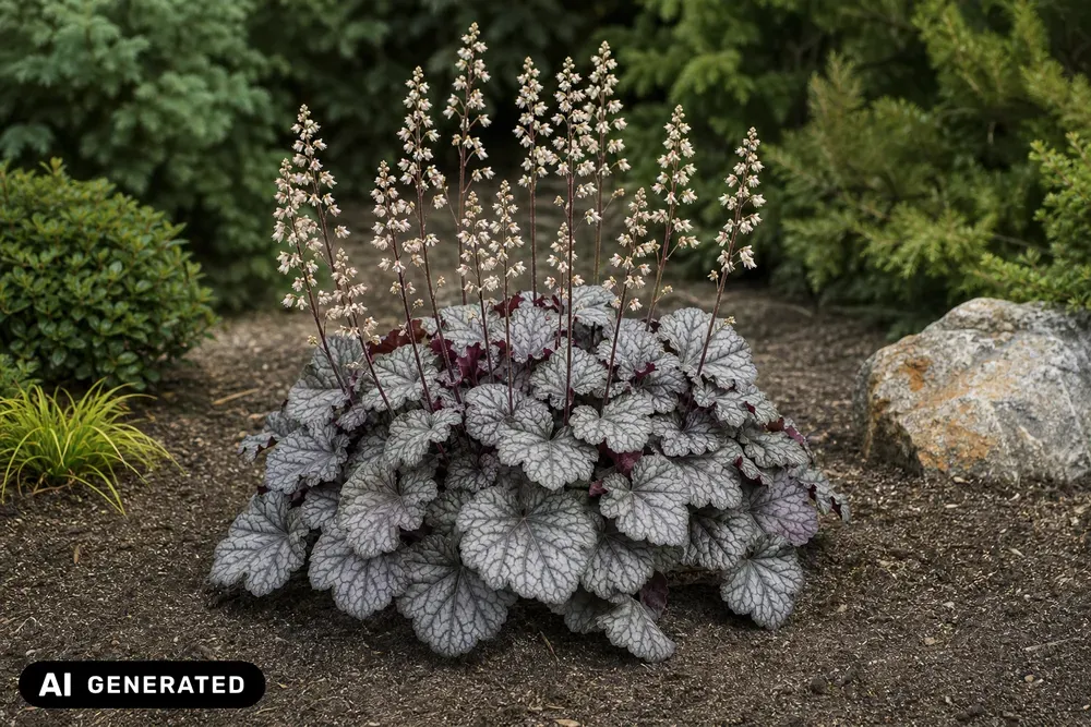 Kleinblütiges Purpurglöckchen 'Silver Scrolls' – Heuchera micrantha 'Silver Scrolls'