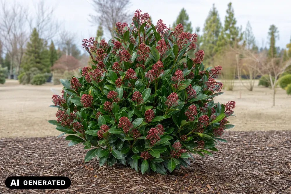 Japanische Blütenskimmie 'Rubella' – Skimmia japonica 'Rubella', Bild 2
