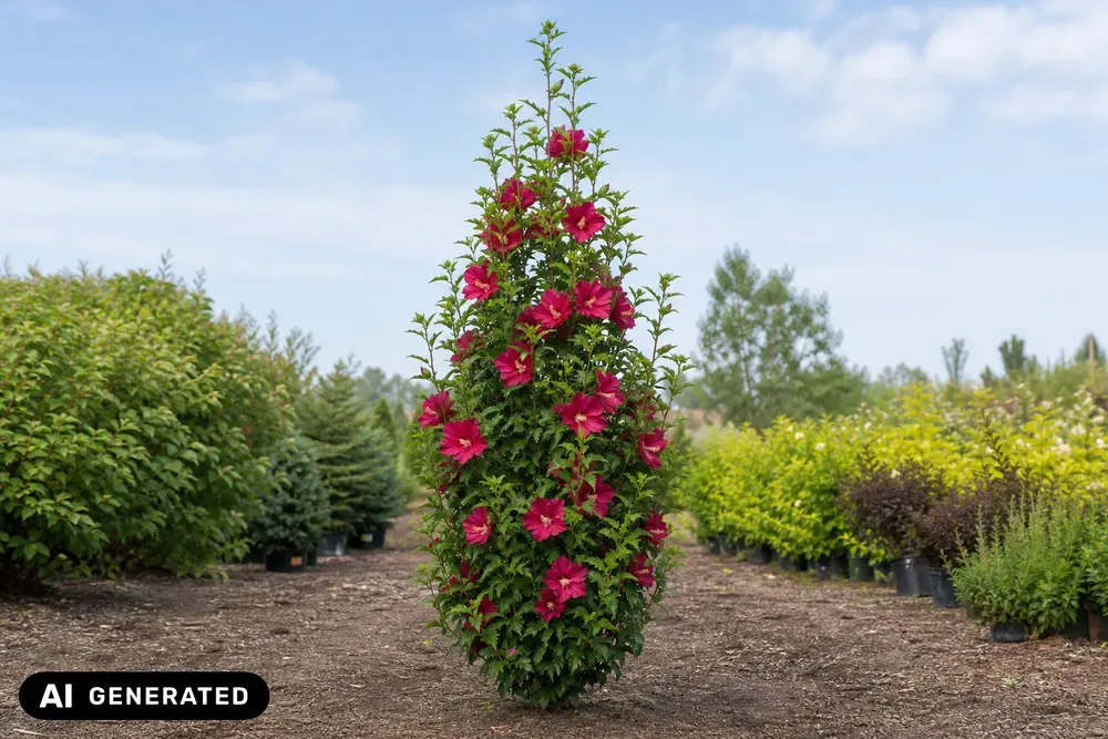 Säulen-Garteneibisch 'Flower Tower Ruby' – Hibiscus syriacus 'Flower Tower Ruby'