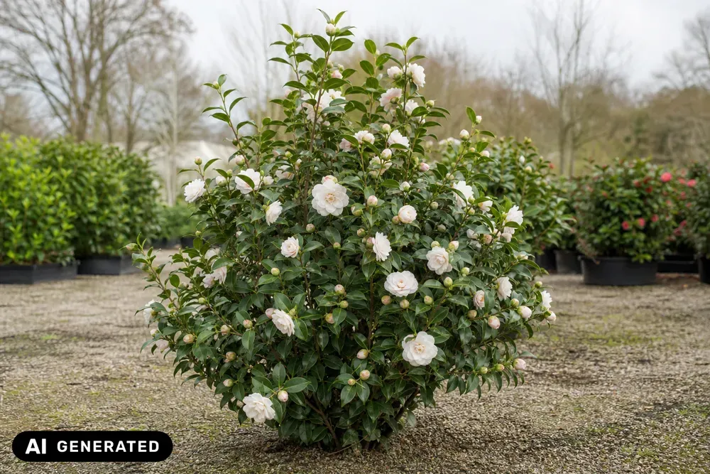 Japanische Kamelie 'Winter Perfume Pearl' – Camellia japonica 'Winter Perfume Pearl'