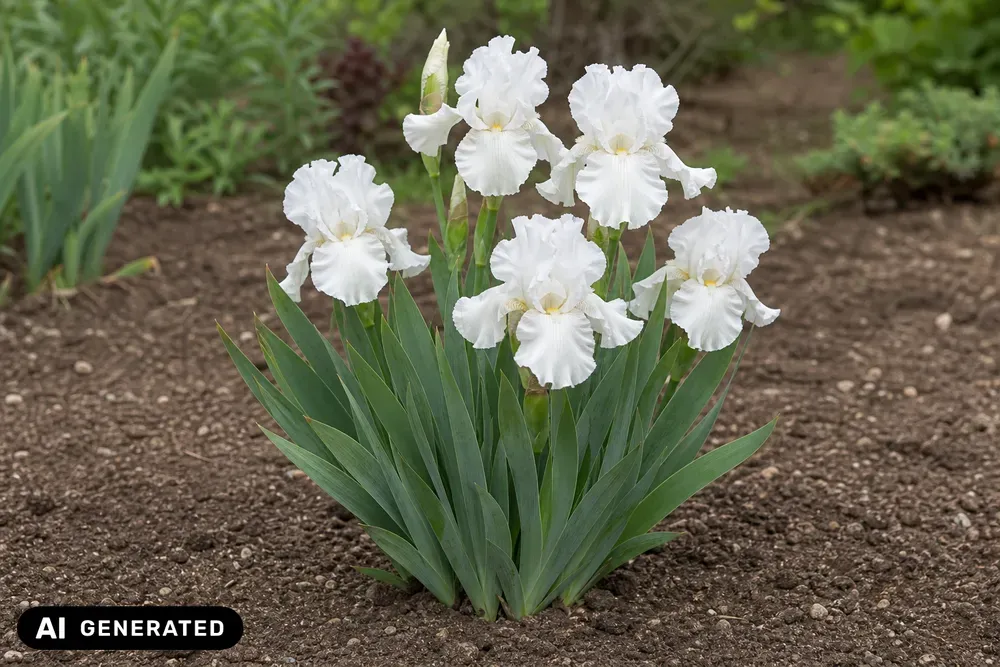 Zwerg-Bart-Schwertlilie 'Lilly White' – Iris × barbata-nana 'Lilly White'