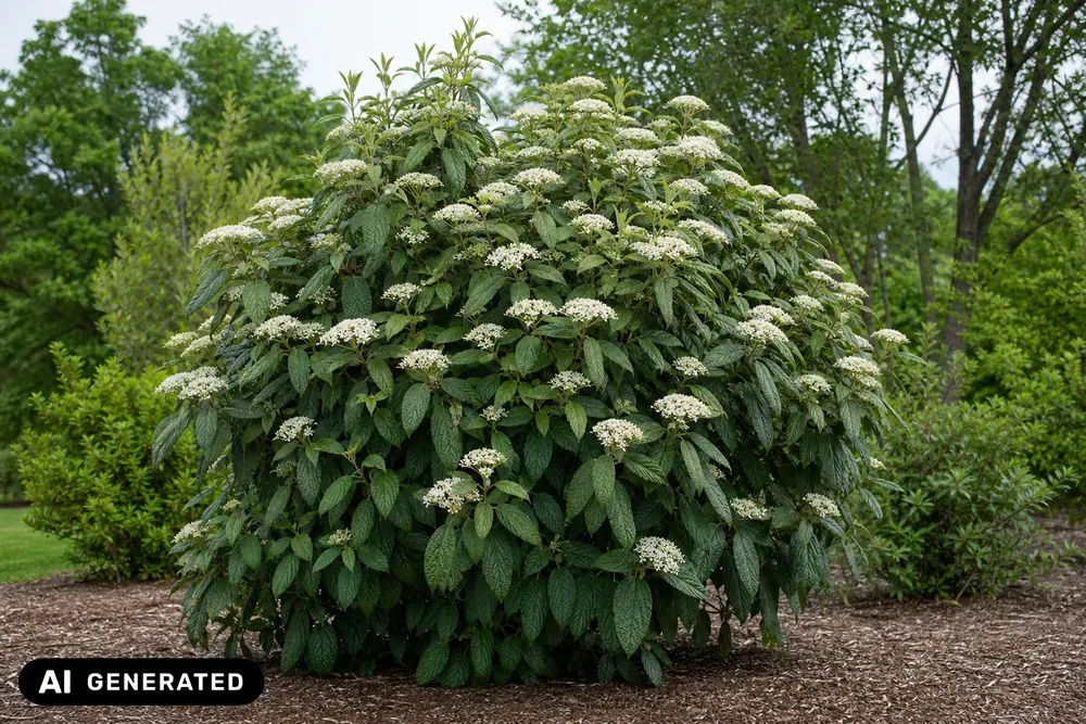 Runzelblättriger Schneeball – Viburnum rhytidophyllum, Bild 2