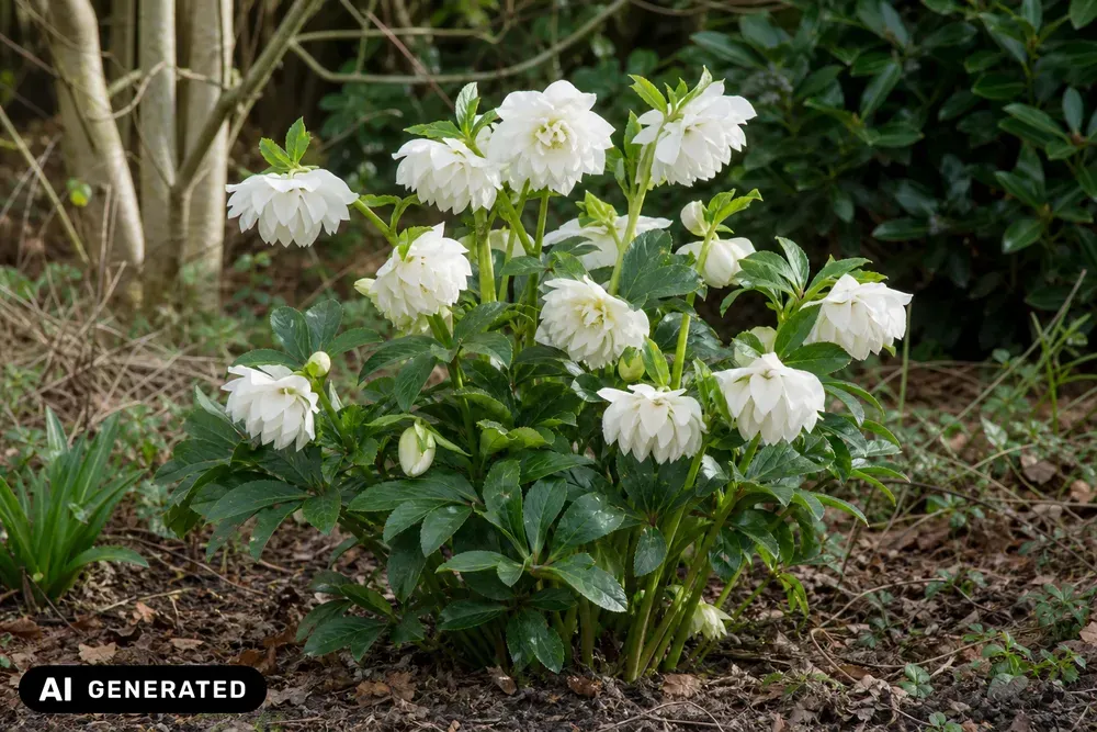 Lenzrose 'Double Ellen White' – Helleborus × orientalis 'Double Ellen White'