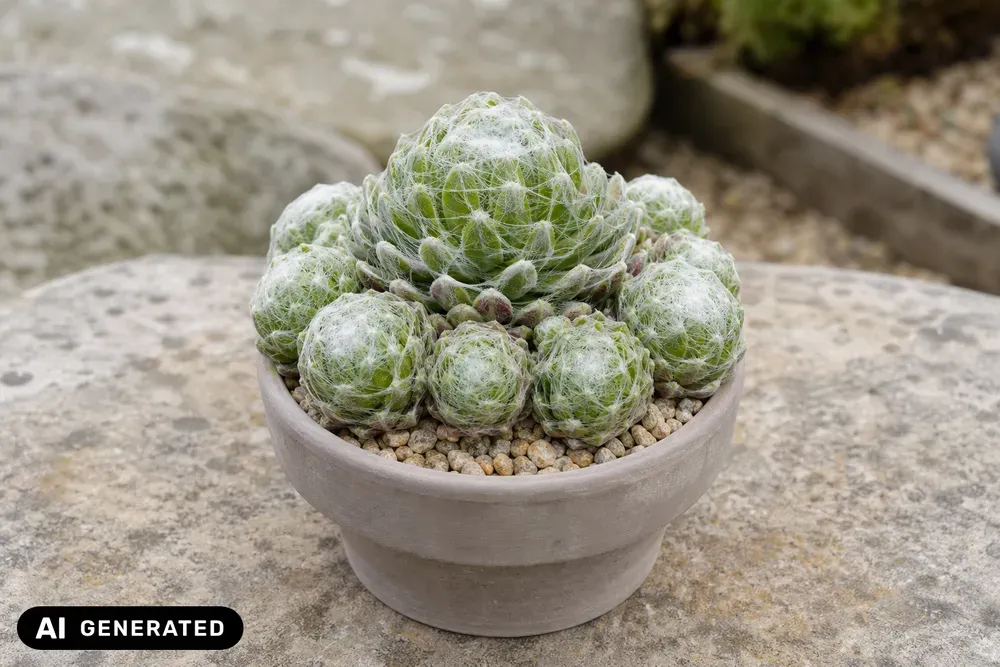 Spinnweb-Hauswurz 'Silberkarneol' – Sempervivum arachnoideum 'Silberkarneol'