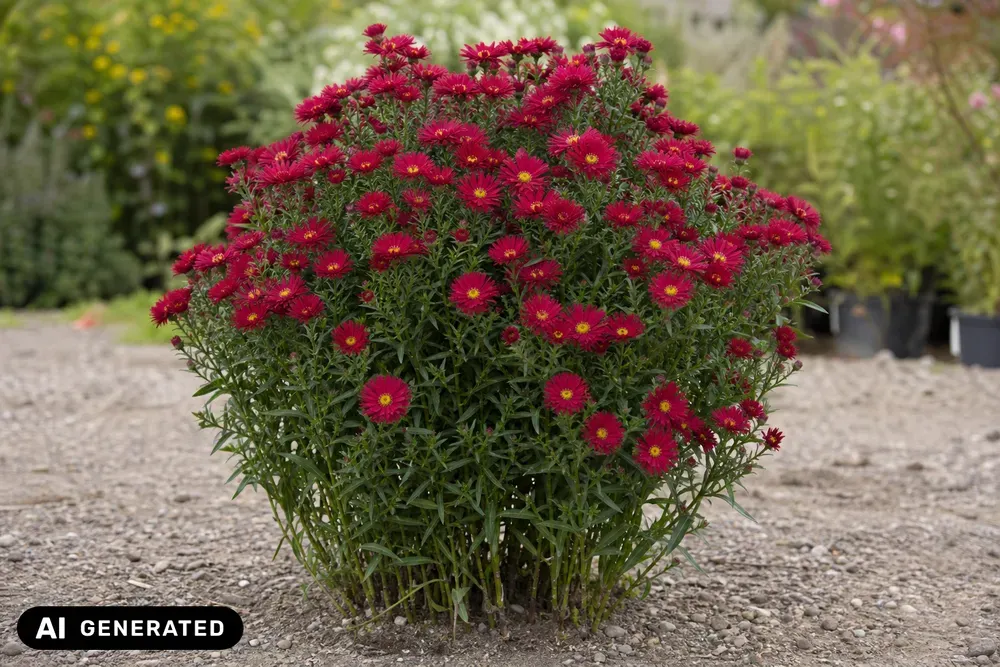 Glattblatt-Aster 'Crimson Brocade' – Aster novi-belgii 'Crimson Brocade'