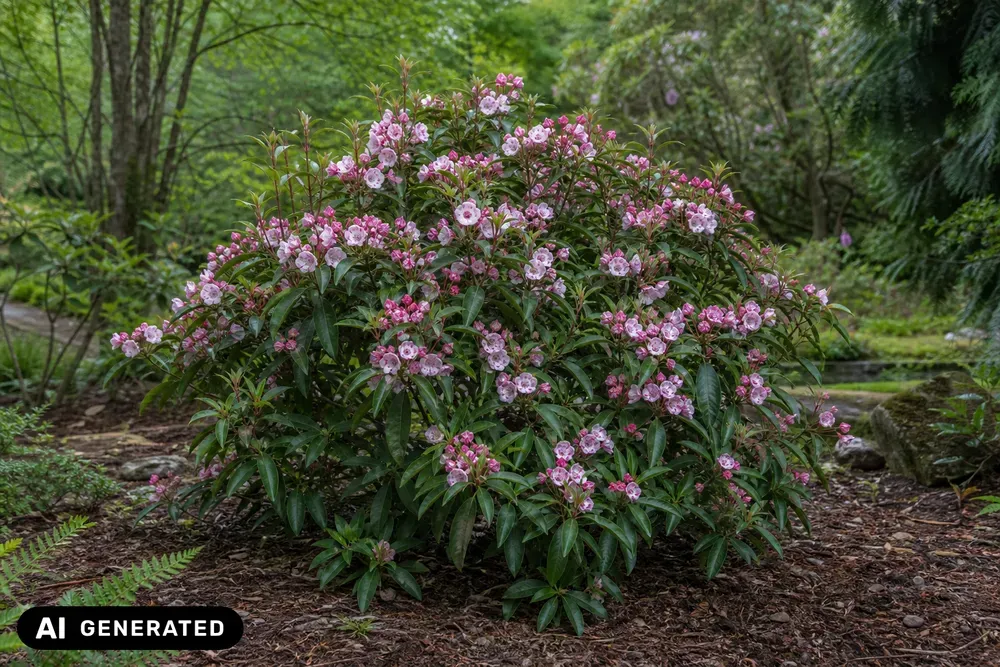 Breitblättrige Lorbeerrose 'Tadeusz' – Kalmia latifolia 'Tadeusz'