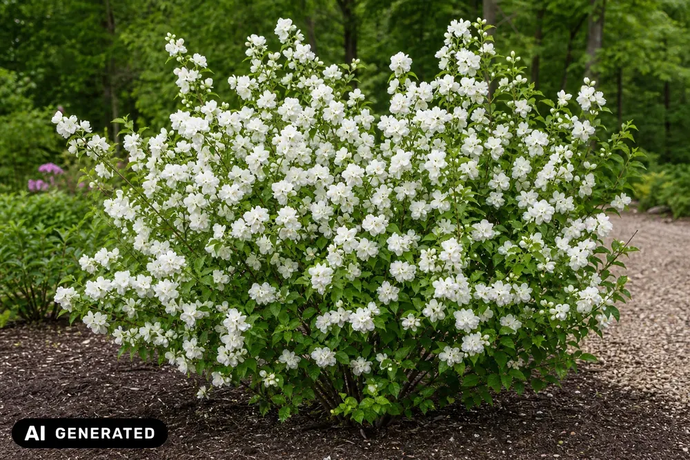 Gefüllter Gartenjasmin/Pfeifenstrauch `Schneesturm´ – Philadelphus `Schneesturm´, Bild 5