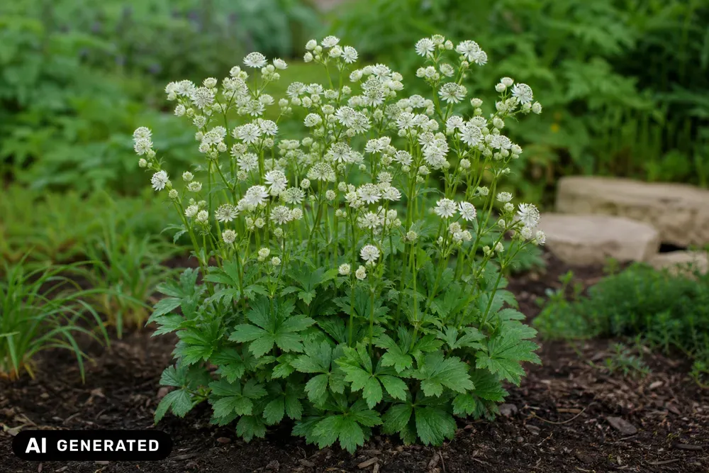 Große Sterndolde 'Snow Star' – Astrantia major 'Snow Star'