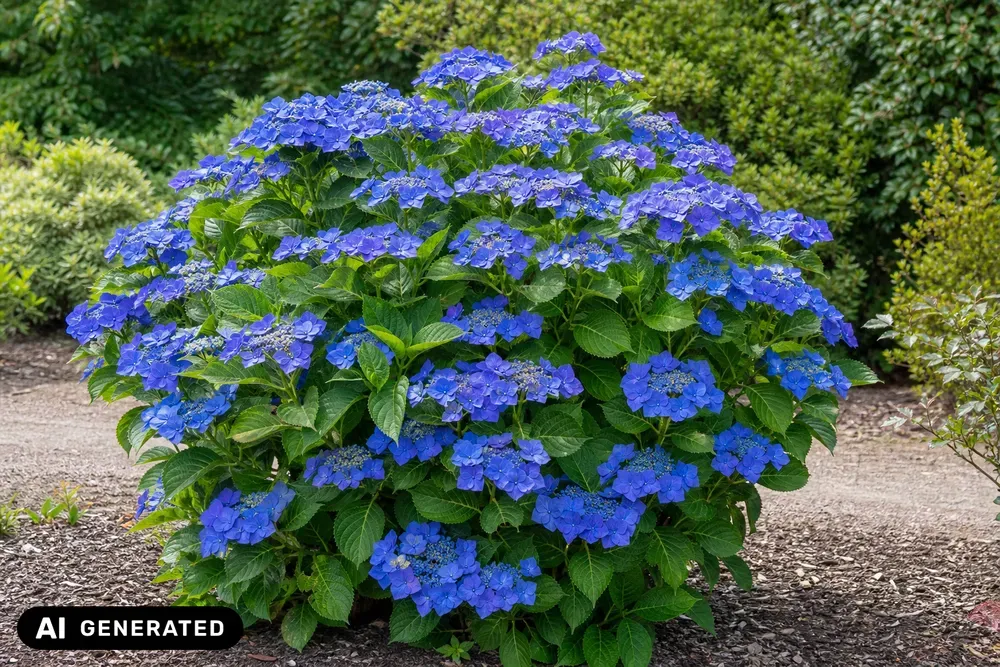Bauernhortensie 'Blaumeise' – Hydrangea macrophylla 'Blaumeise'