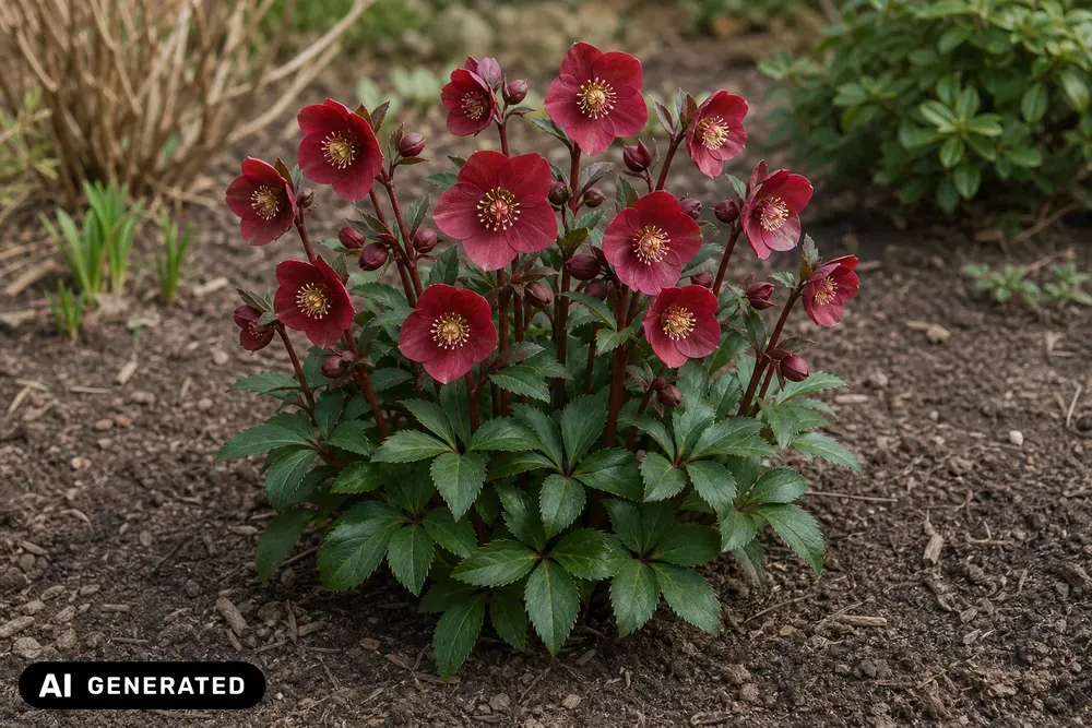 Lenzrose 'Pretty Ellen Red' – Helleborus × orientalis 'Pretty Ellen Red'