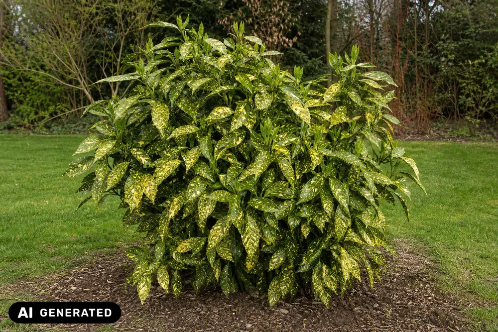 Japanische Aukube 'Crotonifolia' – Aucuba japonica 'Crotonifolia'