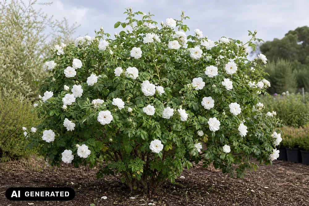 Strauchrose 'Blanc Double de Coubert' – Rosa 'Blanc Double de Coubert'