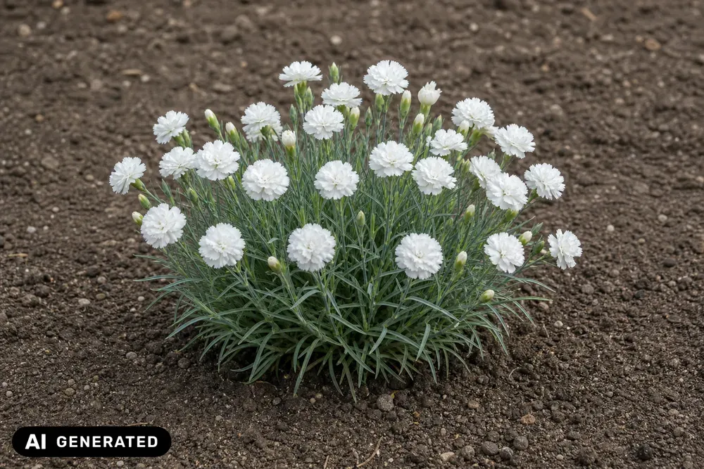 Weiße gefüllte Feder-Nelke 'Albus Plenus' – Dianthus plumarius 'Albus Plenus'