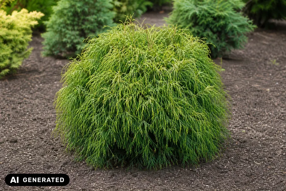 Zwerg-Fadenzypresse 'Filifera Nana' – Chamaecyparis pisifera 'Filifera Nana', Bild 2