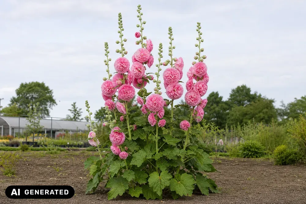 Gefüllte Stockrose 'Pleniflora', gelb – Alcea rosea 'Pleniflora', Bild 2